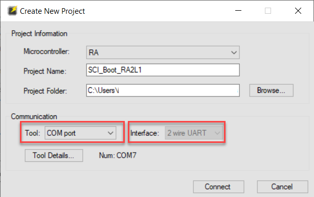 Using SCI Boot with RA2 and RFP.