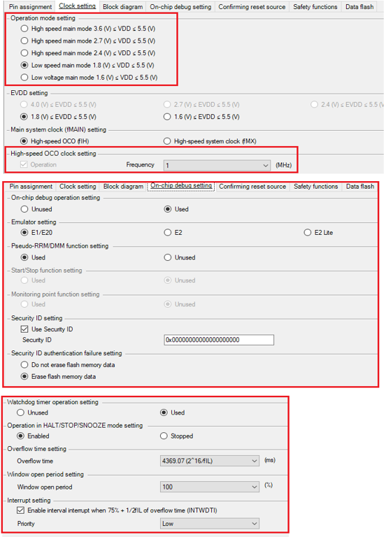 Figure 1 option bytes related setting items and code generator plug in
